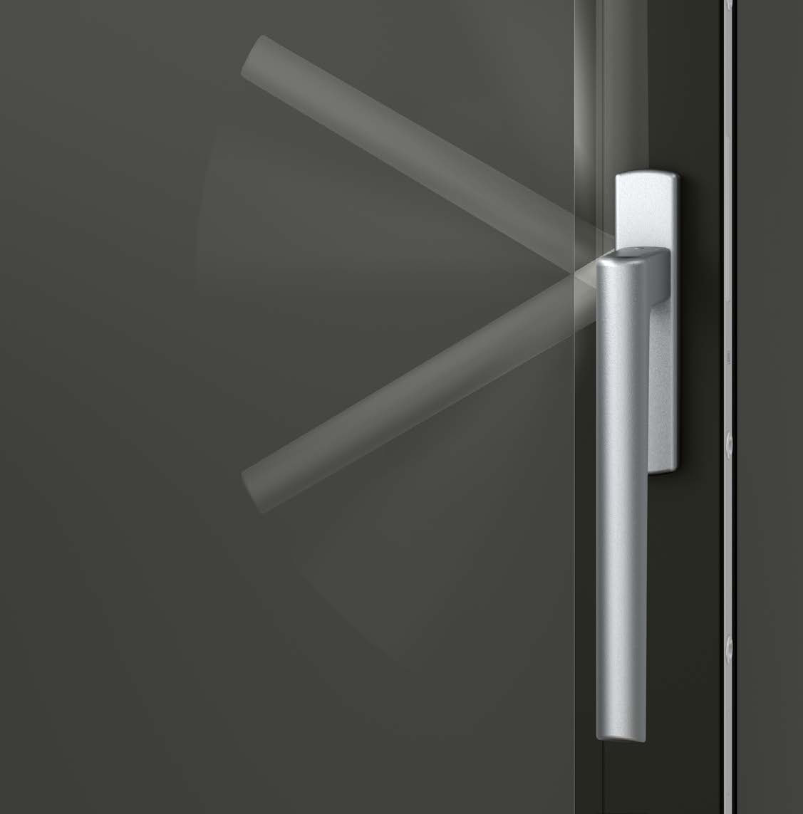 Poignée d'aluminium sur une porte patio gris foncé